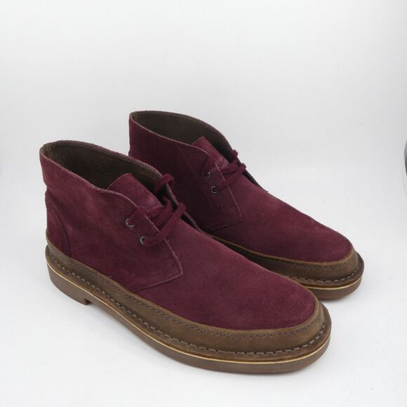 Clarks Men US 8 M Bushacre Rand Chukka Suede Leather Boots Burgundy main image 8